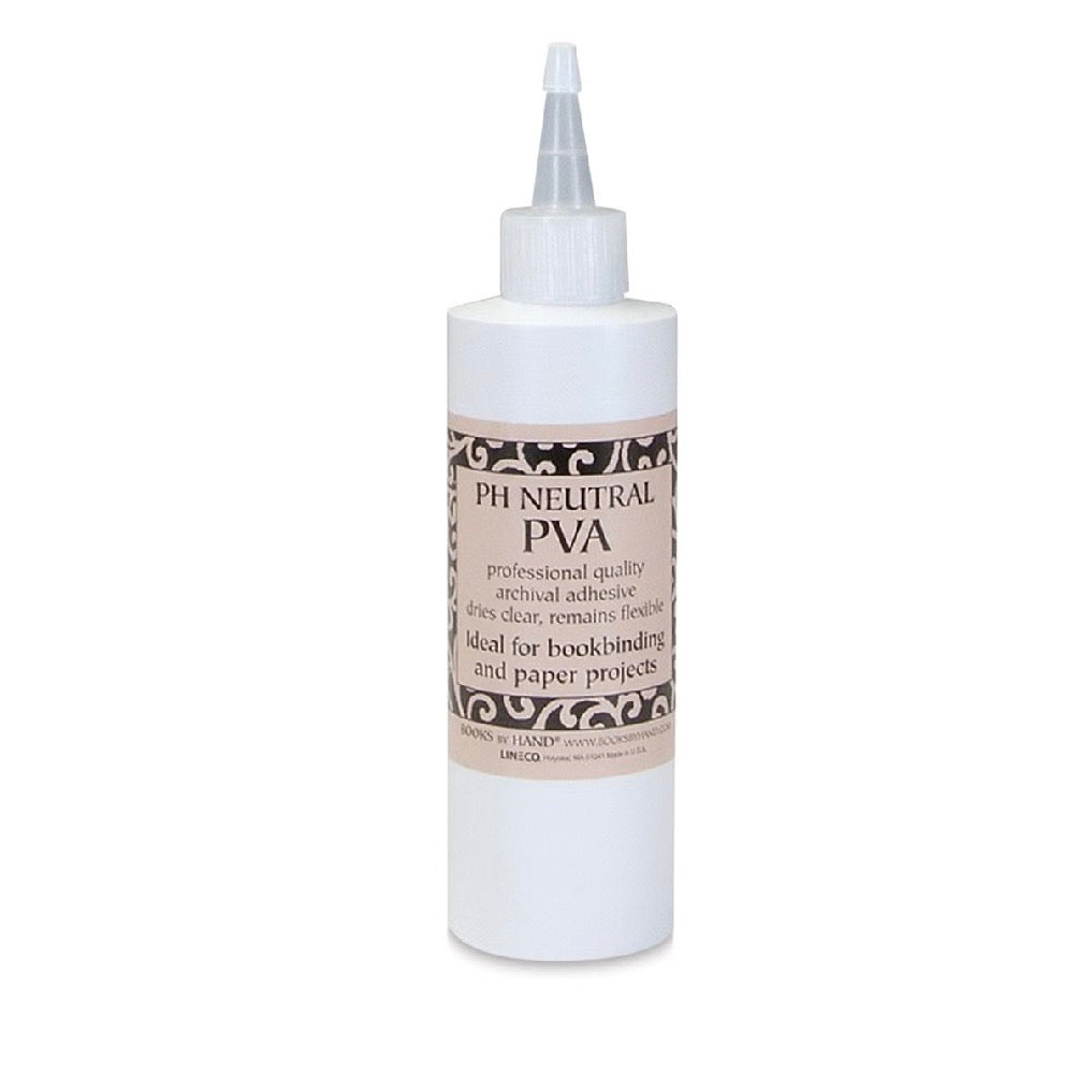 Books by Hand 8oz PVA glue bottle — pH neutral, acid-free adhesive for needlepoint cartonnage and bookbinding projects