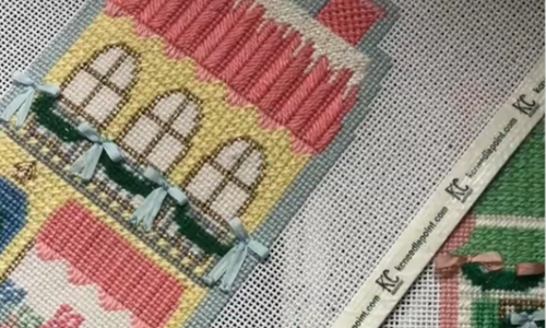 Le Point House Canvas. How to Video Tutorial How to Cut out your canvas for Needlepoint Finishing.