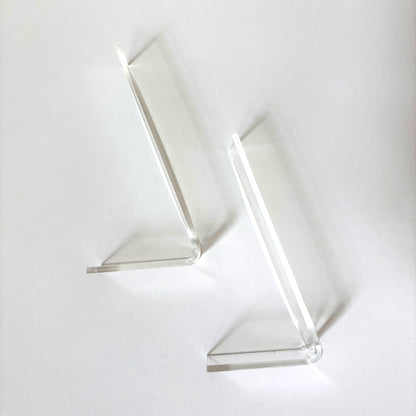 Close-up of acrylic stand base showing 1.5 inch width and clear acrylic construction for displaying finished needlepoint standups