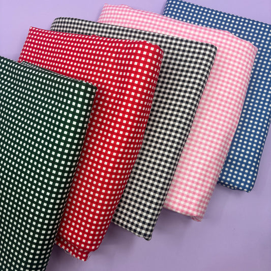 Gingham fabric cut for needlepoint finishing, 12 x 38 inches, shown flat in a classic check pattern ideal for ornament and standup backing