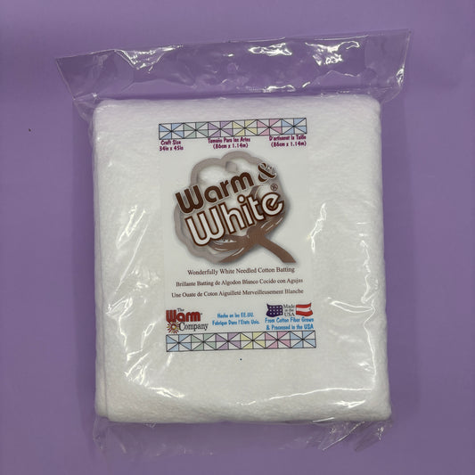 Pre-cut Warm and White cotton batting for needlepoint finishing, ideal for round ornaments, coasters, acrylic tray inserts, and standups